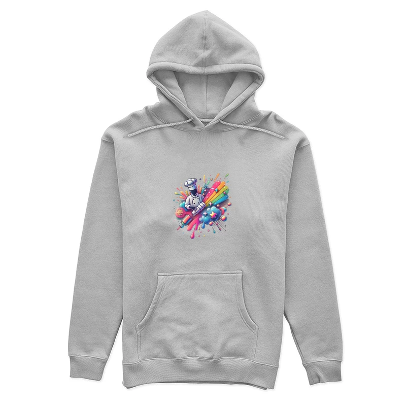 Vibrant Chef's Creative Culinary Rainbow Splash Art Female Pullover Hoodie