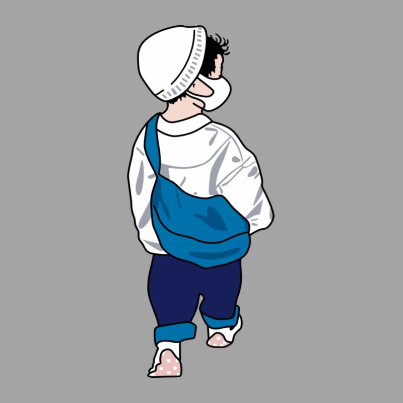 Kleinkind mit weißer Mütze und blauer Tasche Damen T-Shirt