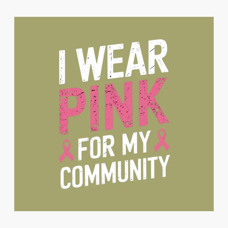 Pink Ribbon Community Support for Breast Cancer Awareness Throw Pillow