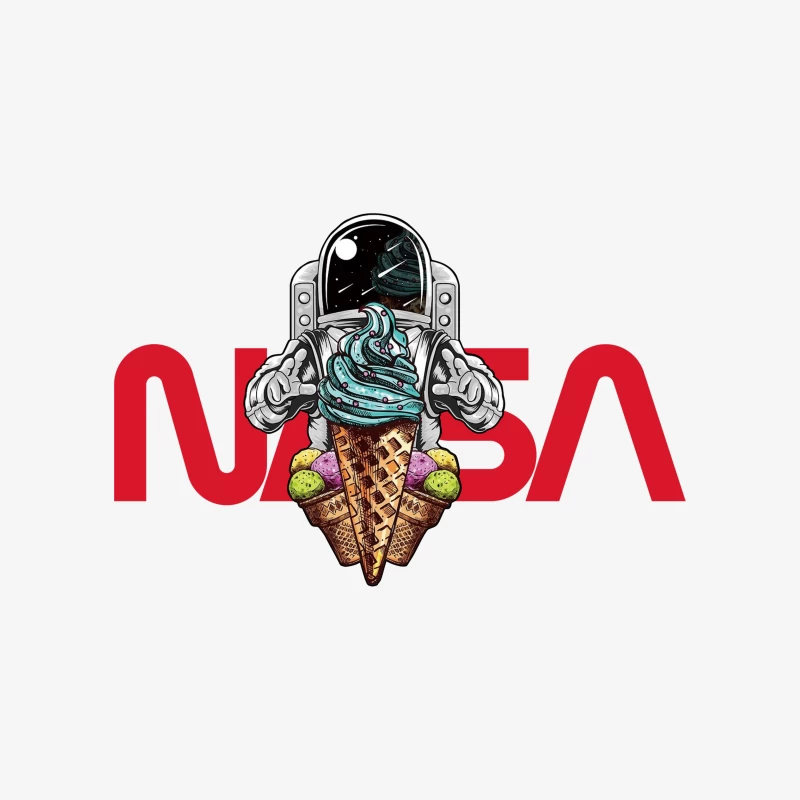 Astronaut mit Eis und NASA-Design Herren Pullover Sweatshirt