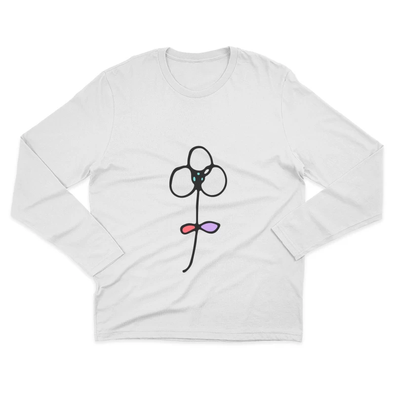 Fleur minimaliste dessinée à la main Homme Manches Longues T-Shirt