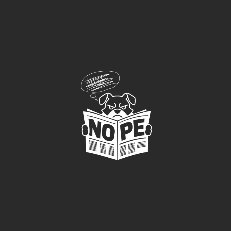 Skeptical Cartoon Dog Reading 'Nope' Newspaper Baseball Cap