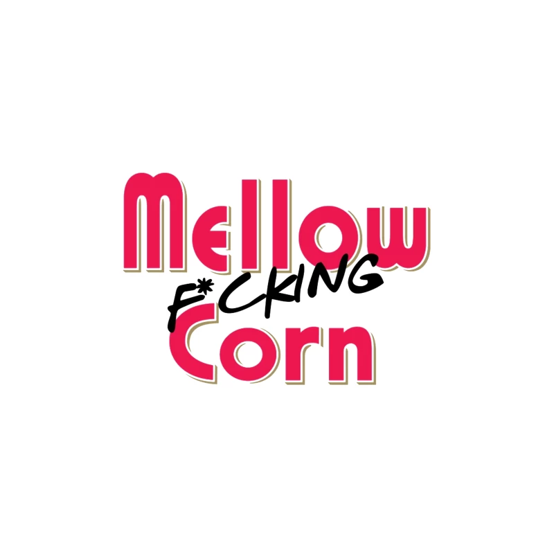 Stylized Pink Text Logo with Profanity: "Mellow F*cking Corn" Desk Mat