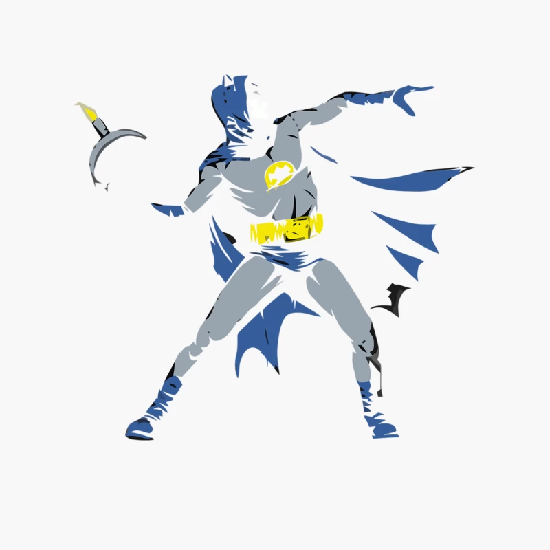 Stylized Batman Superhero Illustration in Action Pose Cotton Tote Bag