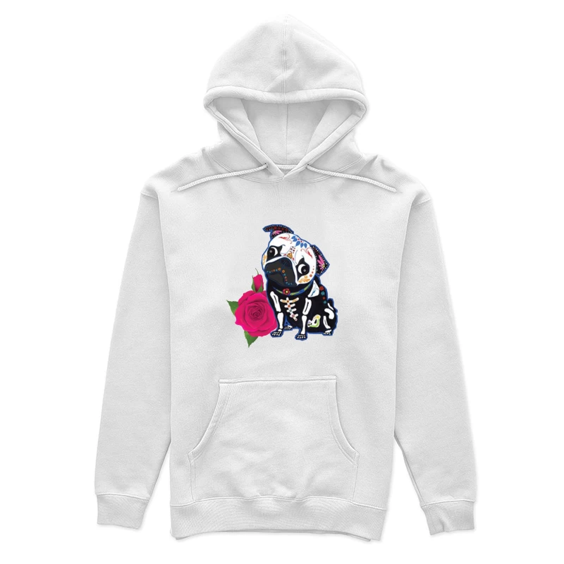 Chien de style calavera avec rose Femme Sweat à capuche