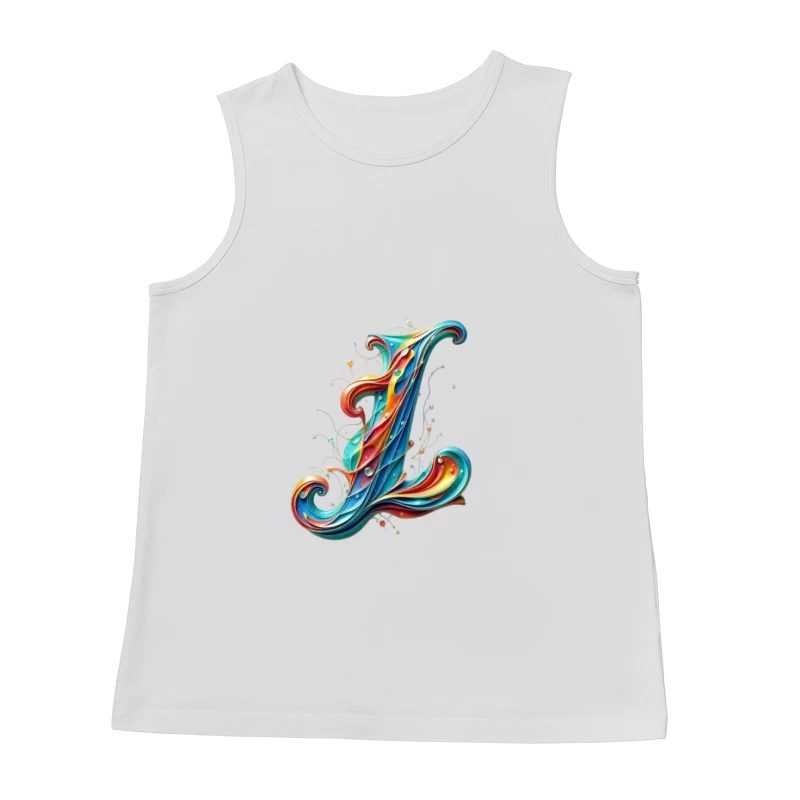 Ornate Quilling Typography: Colorful Letter L Design Male Tank Top