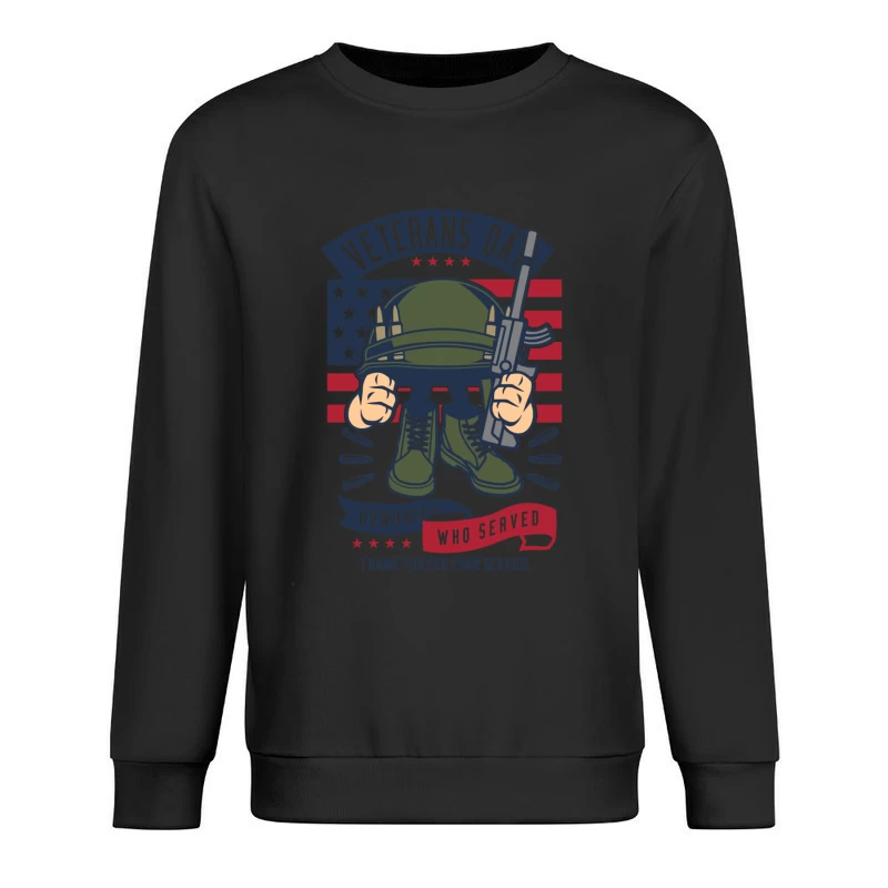Hommage aux anciens combattants: casque militaire et bottes sur fond de drapeau américain Homme Sweat-shirt à enfiler