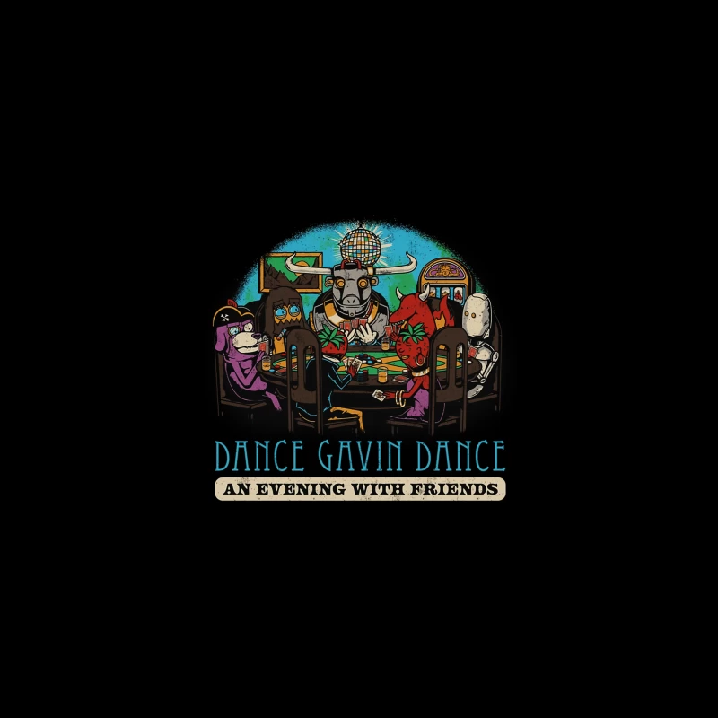 Dance Gavin Dance: Cartoon Characters Playing Poker Under Disco Ball Travel Mug