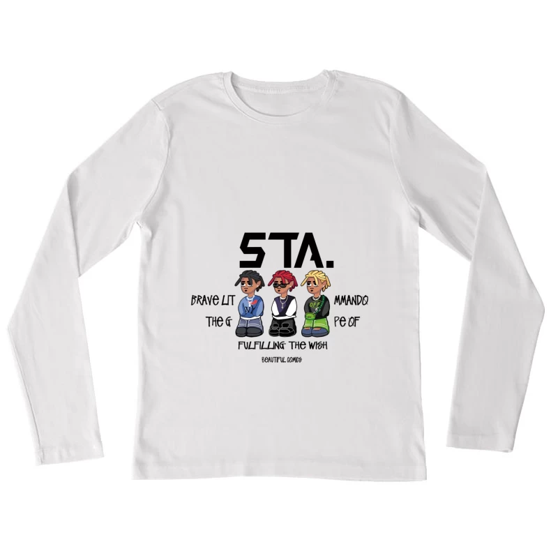 Coole animierte Figuren mit Sonnenbrillen Damen Langarm T-Shirt
