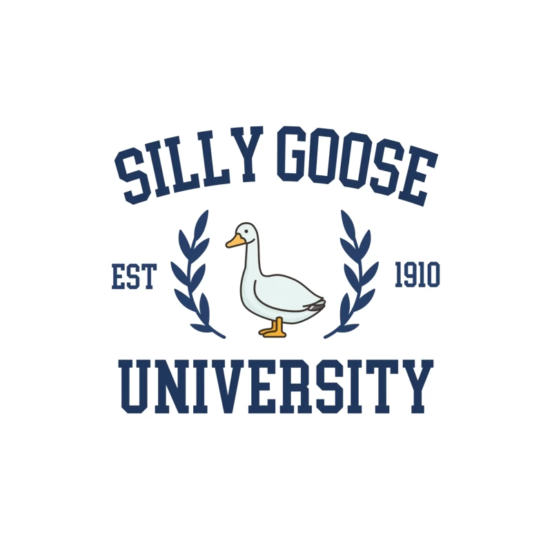 Silly Goose University Vintage-Style Logo Design Throw Pillow