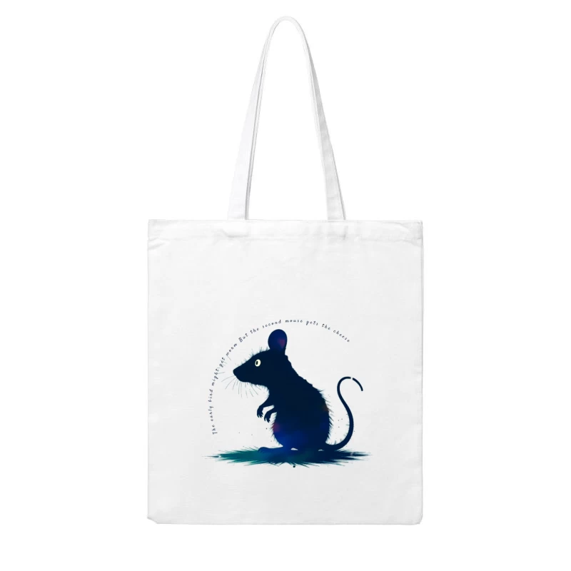 Dark Blue Mouse Silhouette Digital Illustration Cotton Tote Bag