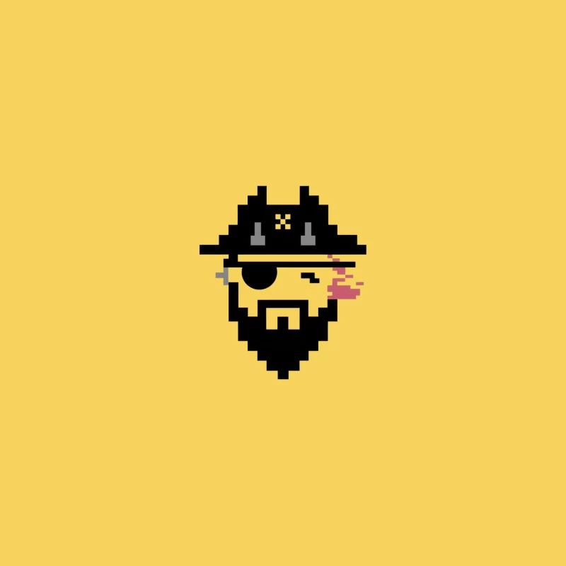 Minimalist Pixel Art Pirate Portrait in 8-bit Style Bucket Hat