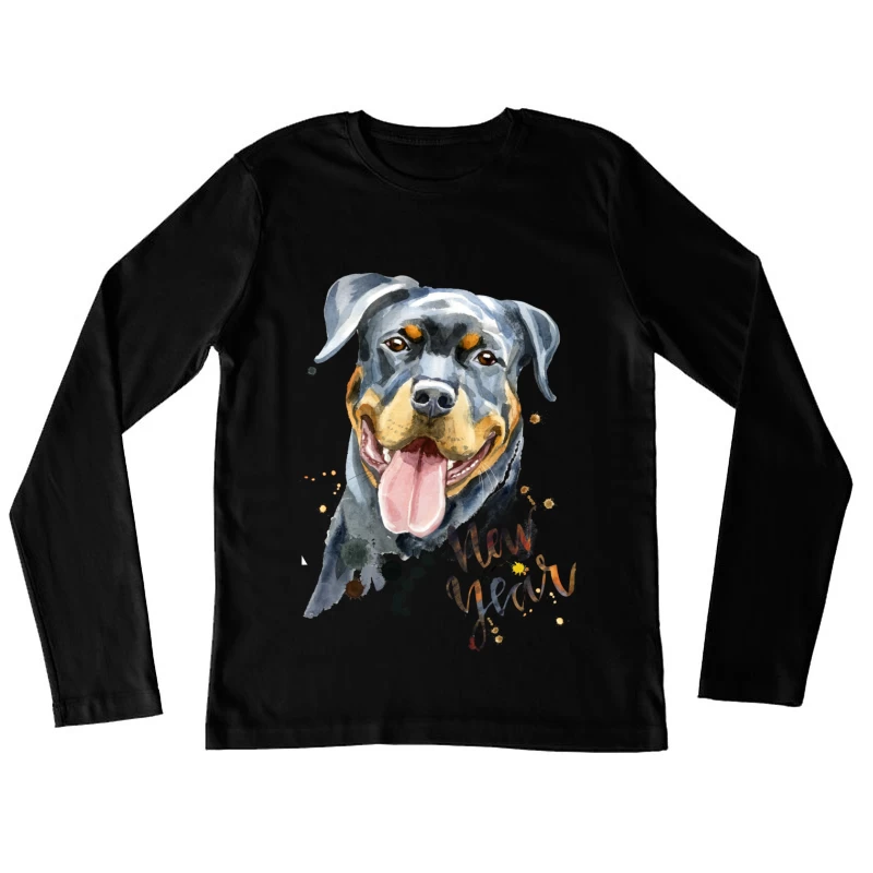 Peinture de chien pour le Nouvel An Femme Manches Longues T-Shirt
