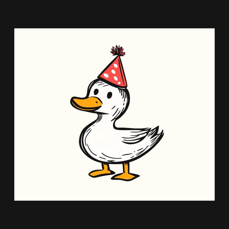 Cute Cartoon Duck Wearing Red Party Hat Mouse Pad