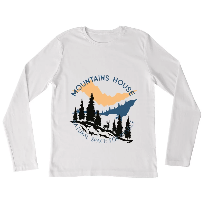 Berglandschaft mit Tier und Sonnenuntergang Damen Langarm T-Shirt