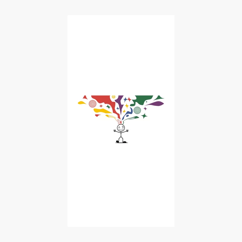 Colorful Creativity Bursting from a Happy Stick Figure iPhone Case