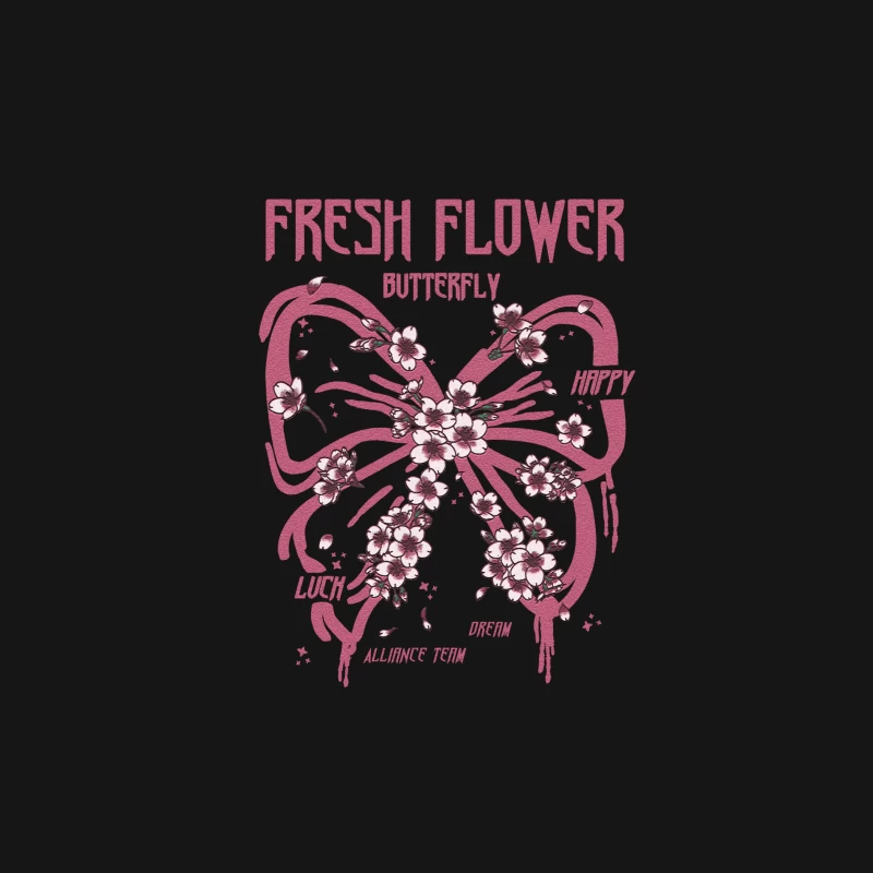 Frische Blumen Schmetterling Design Herren Langarm T-Shirt