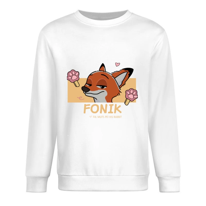 Verspielter Fuchs mit Pfoten und Herz Herren Pullover Sweatshirt