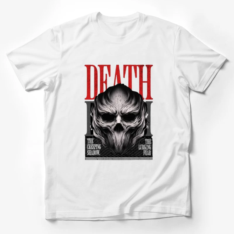 Gothic Death Skull with Red Typography Art Male T-Shirt