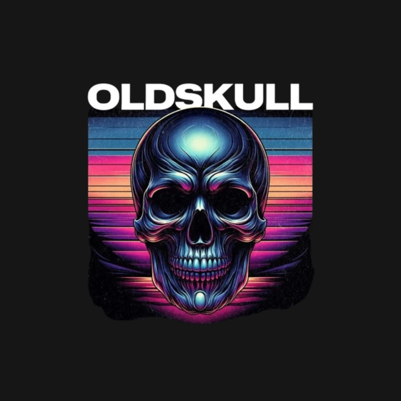 Retro Synthwave Neon Skull Artwork Mouse Pad