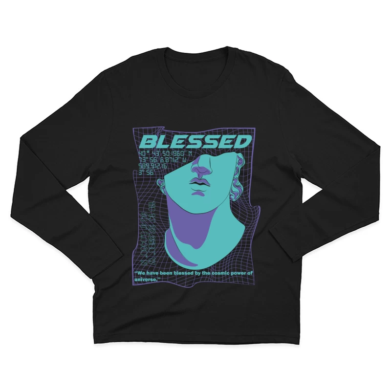 Futuristische Venus-Büste mit Segensbotschaft Herren Langarm T-Shirt