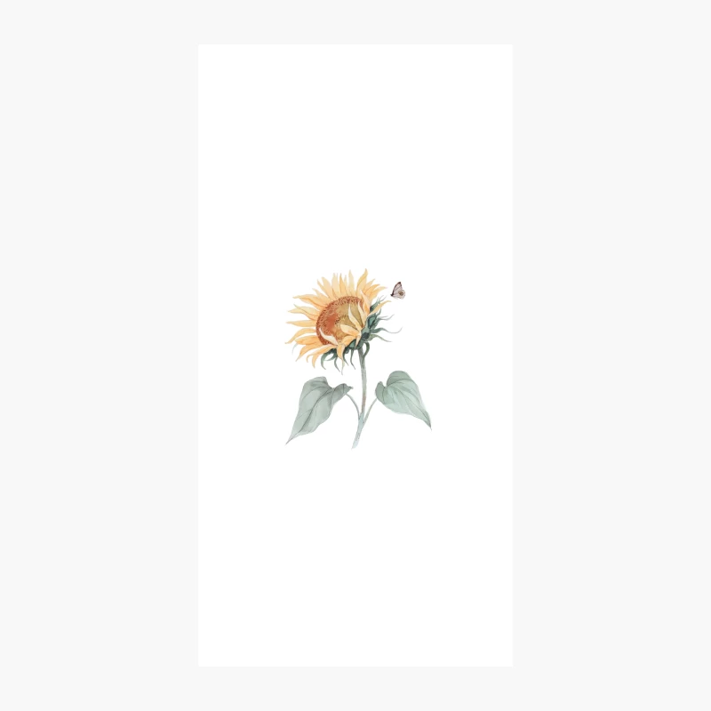 Delicate Watercolor Sunflower with Butterfly: A Botanical Nature Study iPhone Case