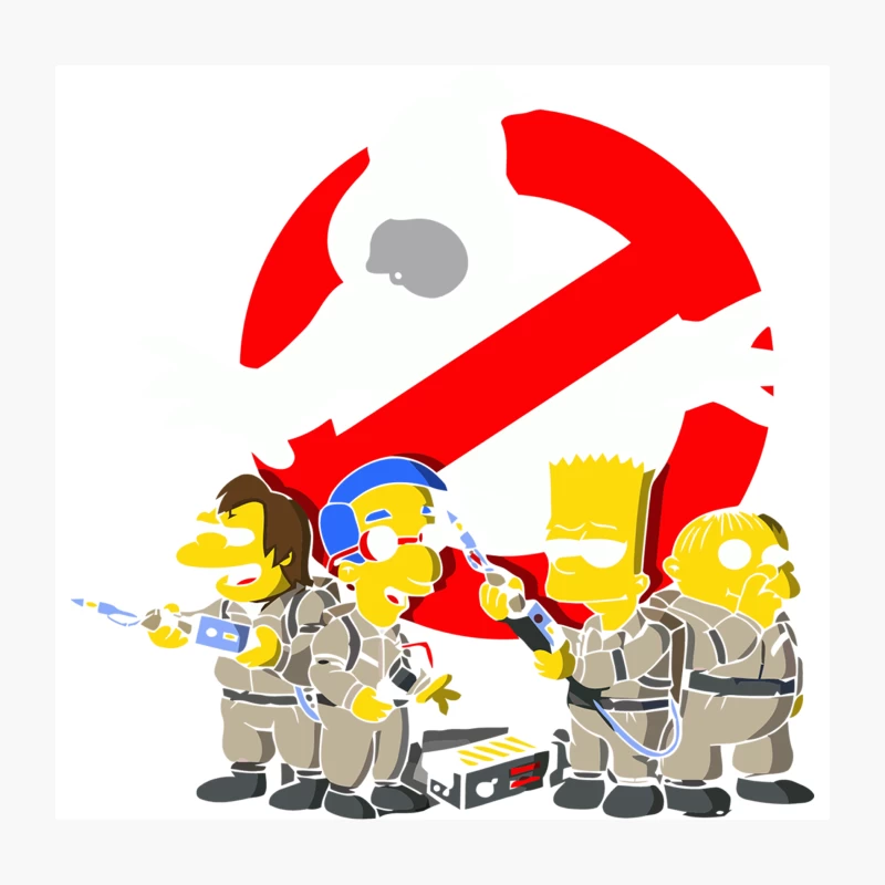 The Simpsons as Ghostbusters: A Cartoon Crossover Parody Throw Pillow
