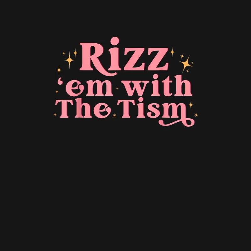 Retro Pink Typography: "Rizz em with The Tism" with Sparkles Female Long Sleeve T-Shirt