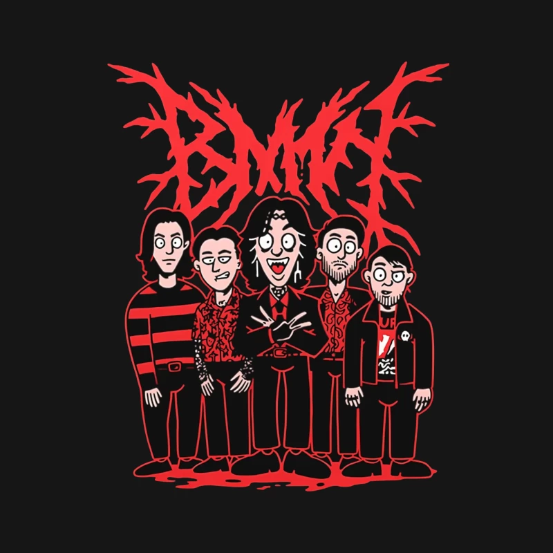 Gothic Rock Band Cartoon in Red and Black Style Female Long Sleeve T-Shirt