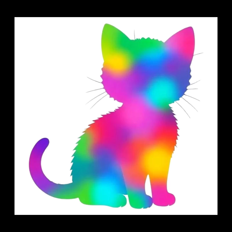 Rainbow Gradient Cat Silhouette Art Throw Pillow