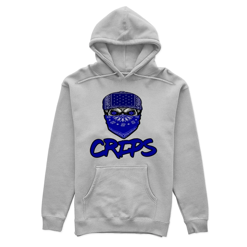 Blue Bandana Skull with Crips Gang Symbol Female Pullover Hoodie