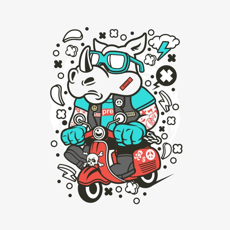 Rhinocéros Motard sur Scooter Femme Sweat-shirt à enfiler