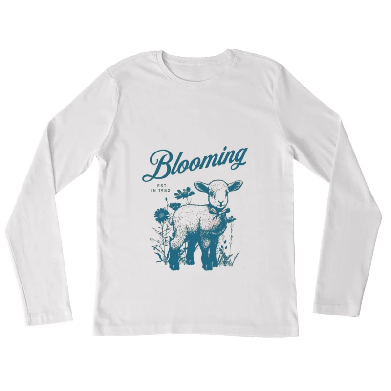 Blühendes Lamm mit Blumen Damen Langarm T-Shirt