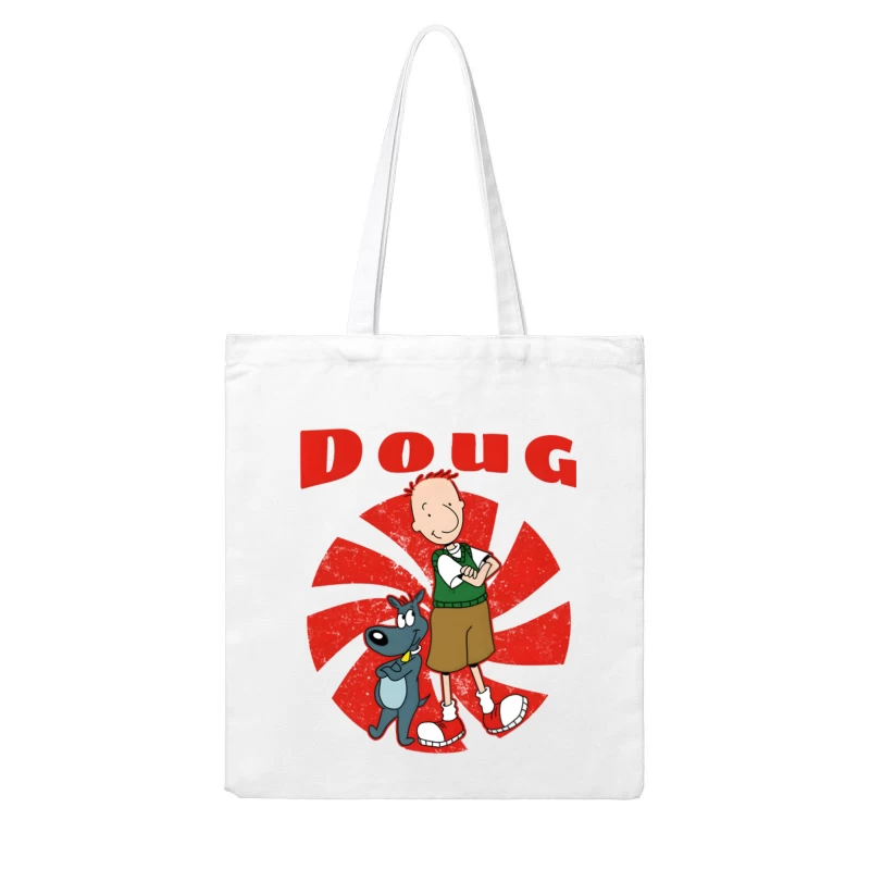 Doug and Porkchop: Classic Nickelodeon Cartoon Characters Cotton Tote Bag