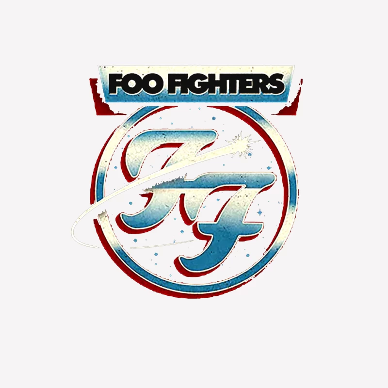 Foo Fighters Classic Circular Band Logo in Red and Blue Female T-Shirt