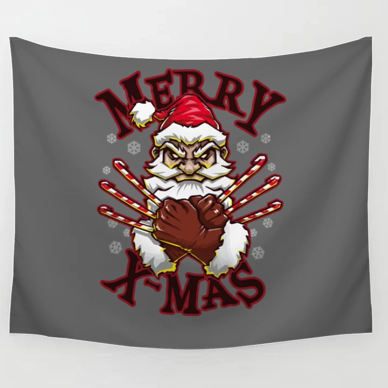 Muscle Santa: Merry X-Mas with Attitude Tapestry