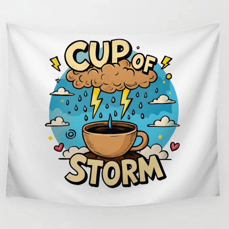 Cup of Storm – Whimsical Pixel Art with Lightning Charm! Tapestry