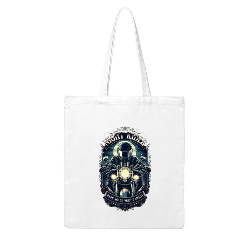 Vintage Night Rider Motorcycle Badge Design Cotton Tote Bag