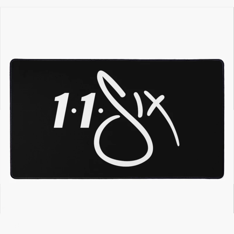 White Minimalist Number 11 Logo Outline Desk Mat