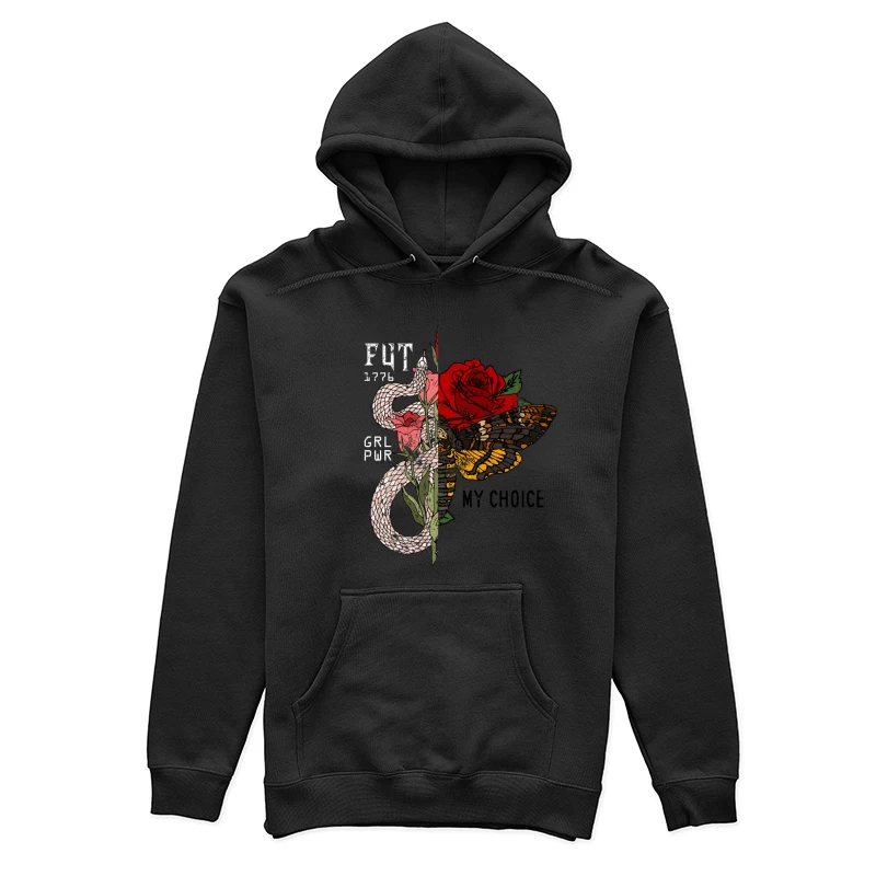 Serpent et papillon avec roses Femme Sweat à capuche