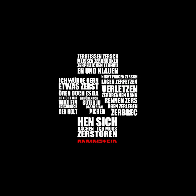 Rammstein Typography Art with German Text on White Background Desk Mat