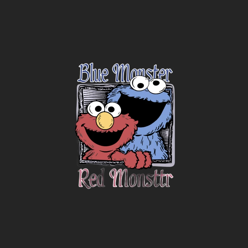 Blaues und rotes Monster Zeichnung Herren Pullover Sweatshirt