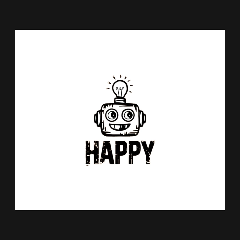 Happy Robot with Lightbulb Idea: Cheerful Cartoon Design Mouse Pad