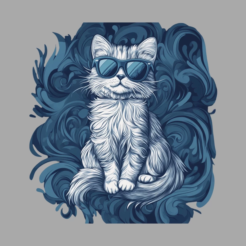 Cool Cat in Shades: Stylish Feline Illustration Female Pullover Hoodie