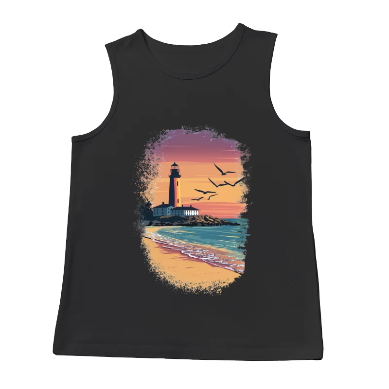 Paysage de phare au coucher du soleil Homme Débardeur