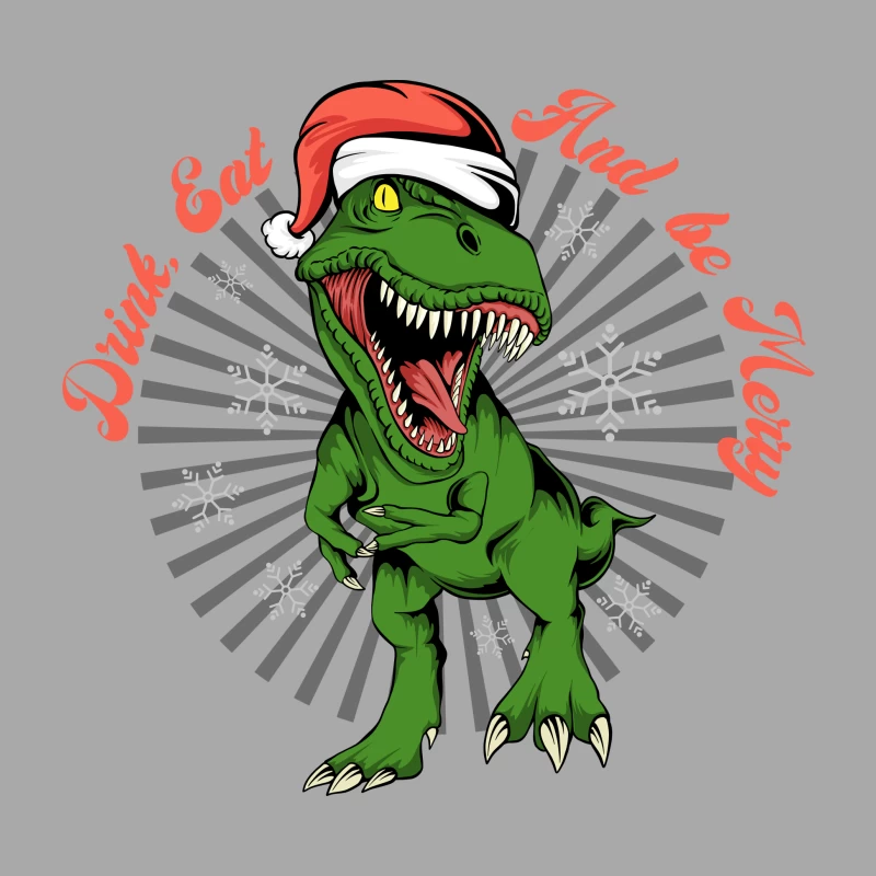 Festive Dinosaur Christmas Fun Female Pullover Hoodie