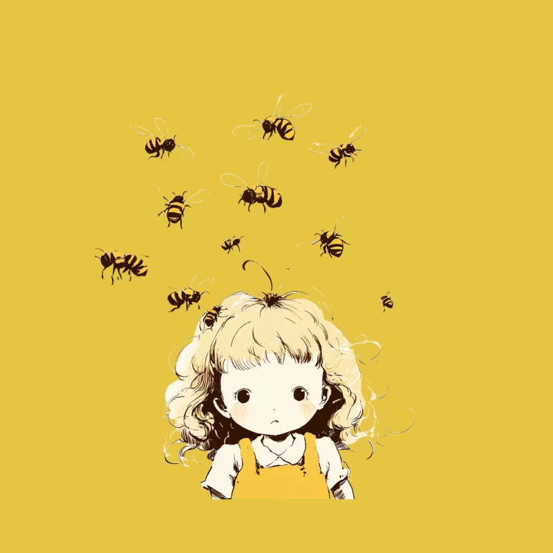 Cute Anime Girl Surrounded by Buzzing Bees Female T-Shirt