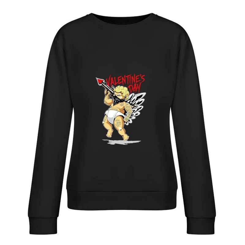 Verstörender Valentins-Engel mit Waffe Damen Pullover Sweatshirt