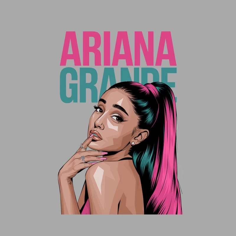 Colorful Illustration of Pop Star Singer with Vibrant Ponytail Female Pullover Hoodie