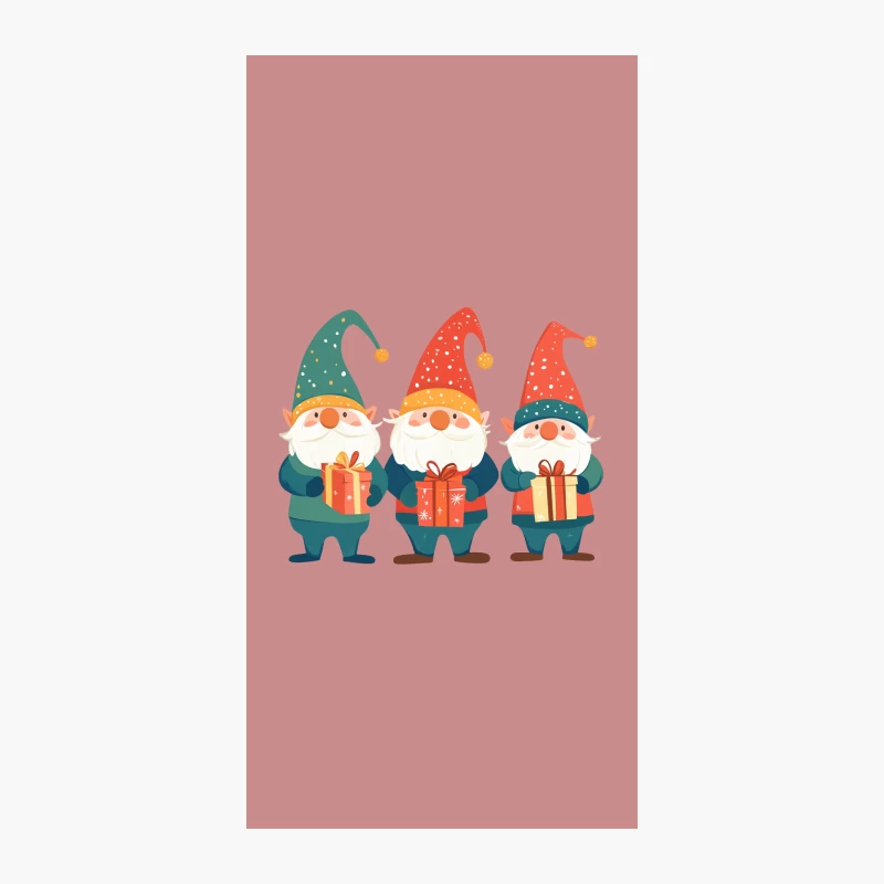Cheerful Christmas Gnomes Bearing Gifts in Festive Illustration iPhone Case